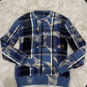 MENS VERSACE BLEACH PLAID CREWNECK SWEATER SZ 48 (US M)
